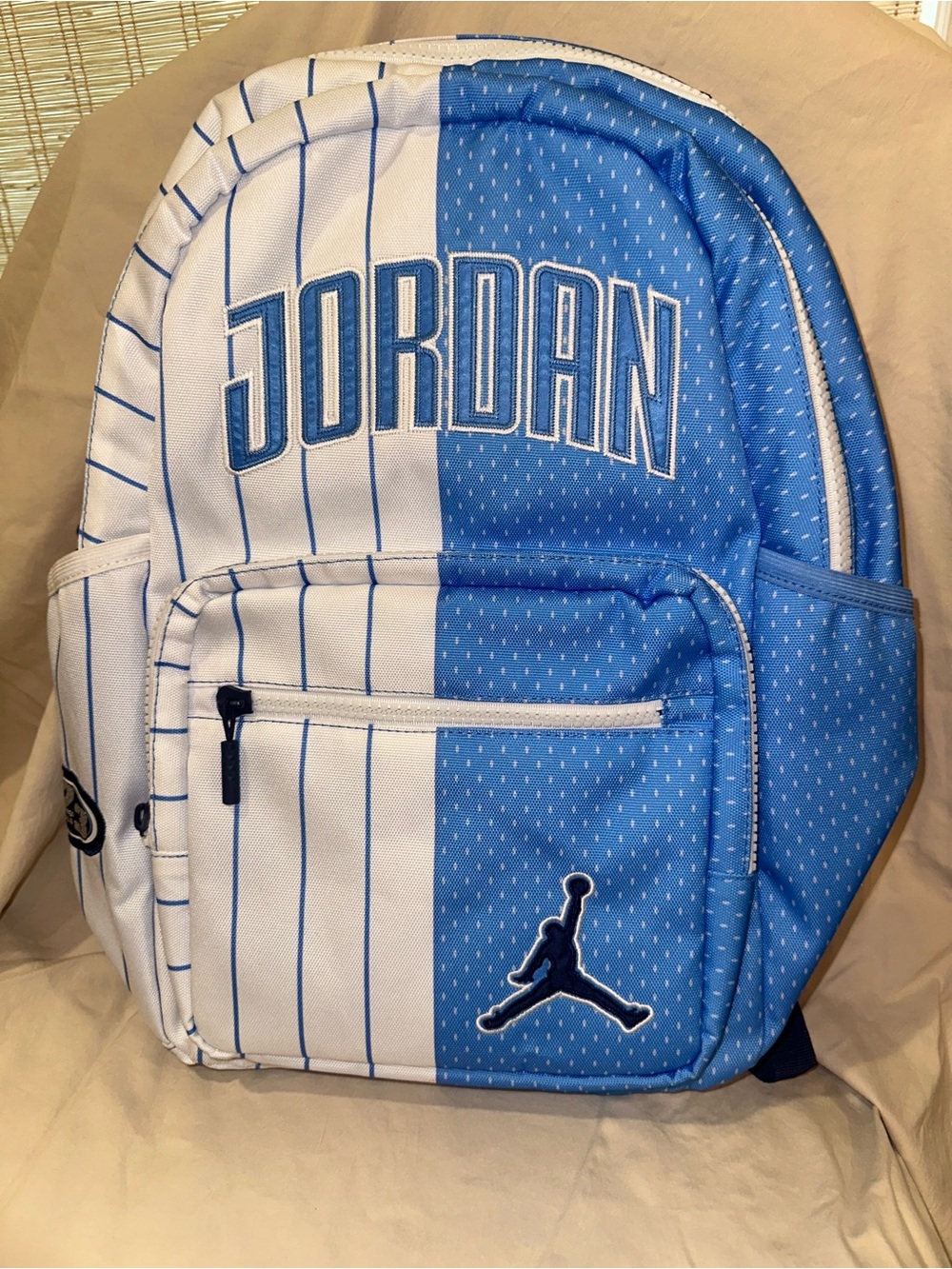 Jordan White & Blue Men's Backpack with Jumpman Logo